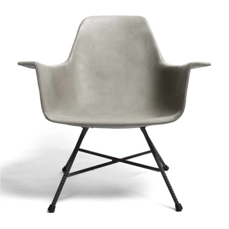 Hauteville Mid-Century Modern Concrete and Metal Armchair