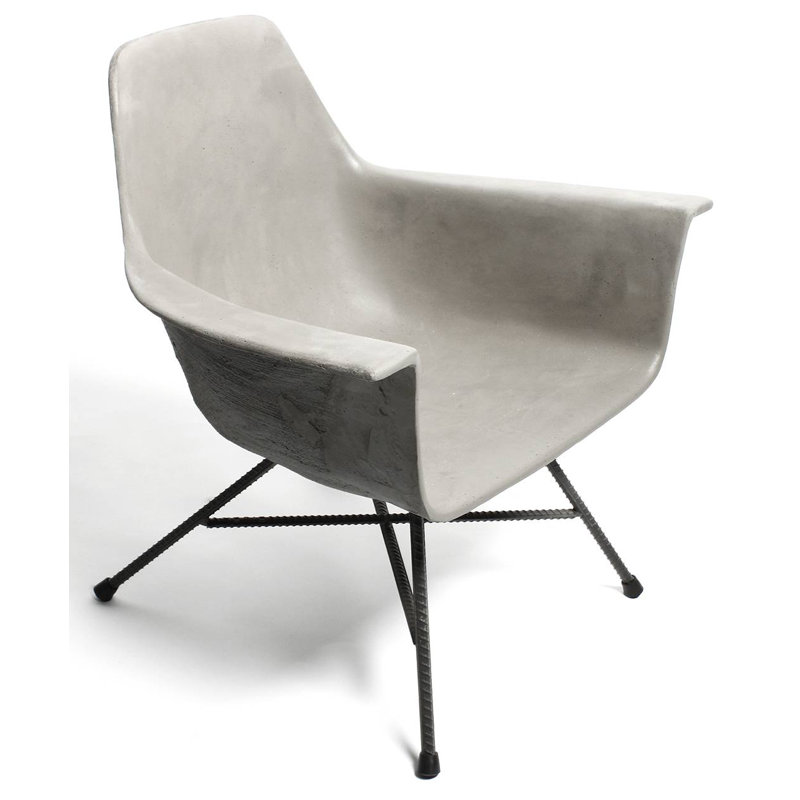 Hauteville Mid-Century Modern Concrete and Metal Armchair