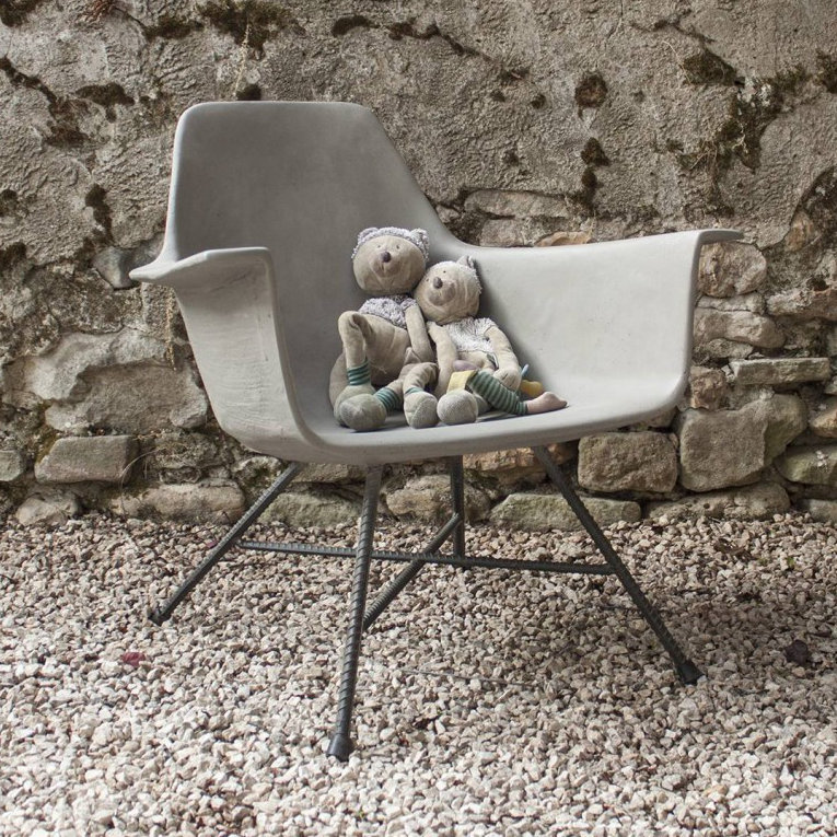 Hauteville Mid-Century Modern Concrete and Metal Armchair