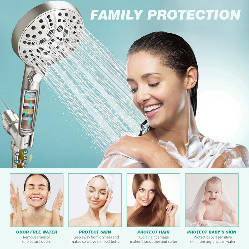 Brushed Nickel Handheld Shower Head with Adjustable Bracket