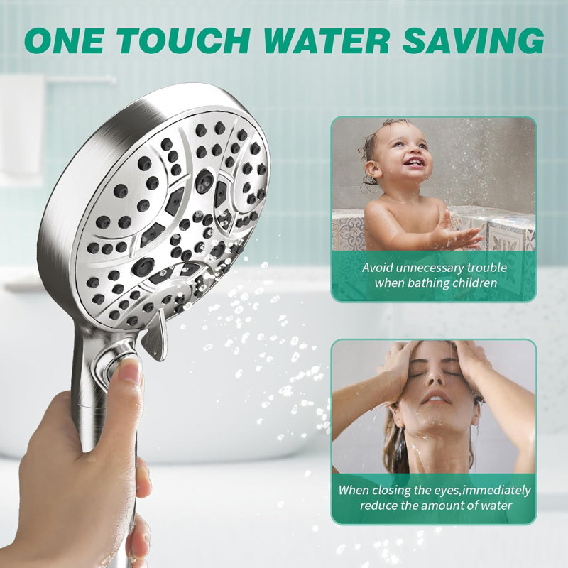 Brushed Nickel Handheld Shower Head with Adjustable Bracket