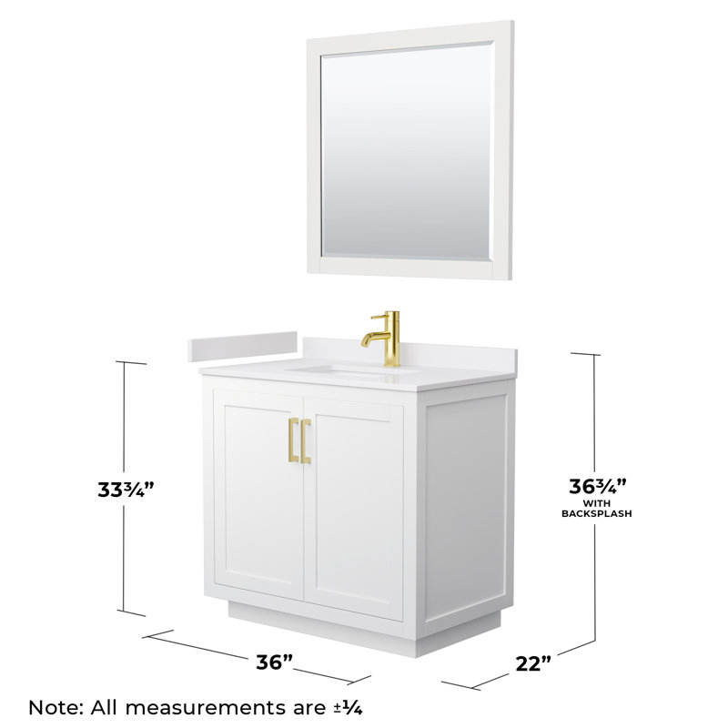 Miranda 36" White Bathroom Vanity with Marble Top and Mirror