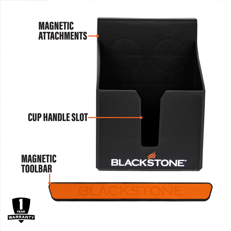 Black Magnetic Metal Griddle Tool and Beverage Holder