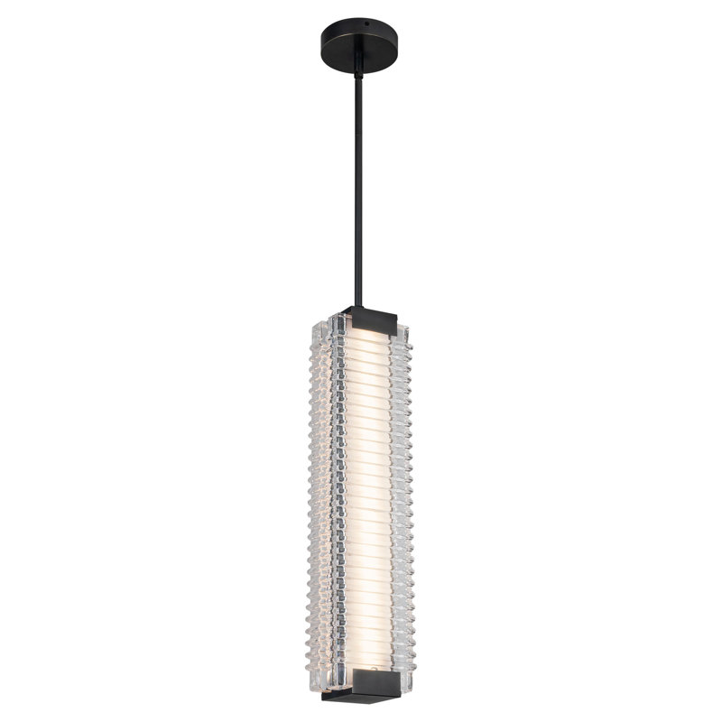Urban Bronze Ribbed Glass LED Pendant Light