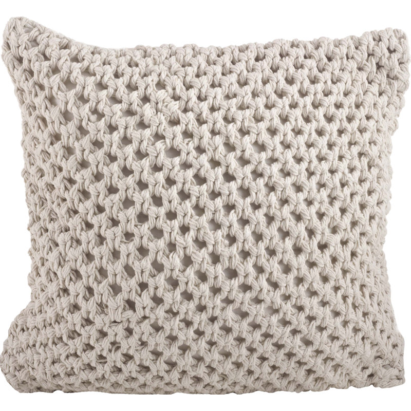 Vanilla Knitted Cotton Square Throw Pillow Set
