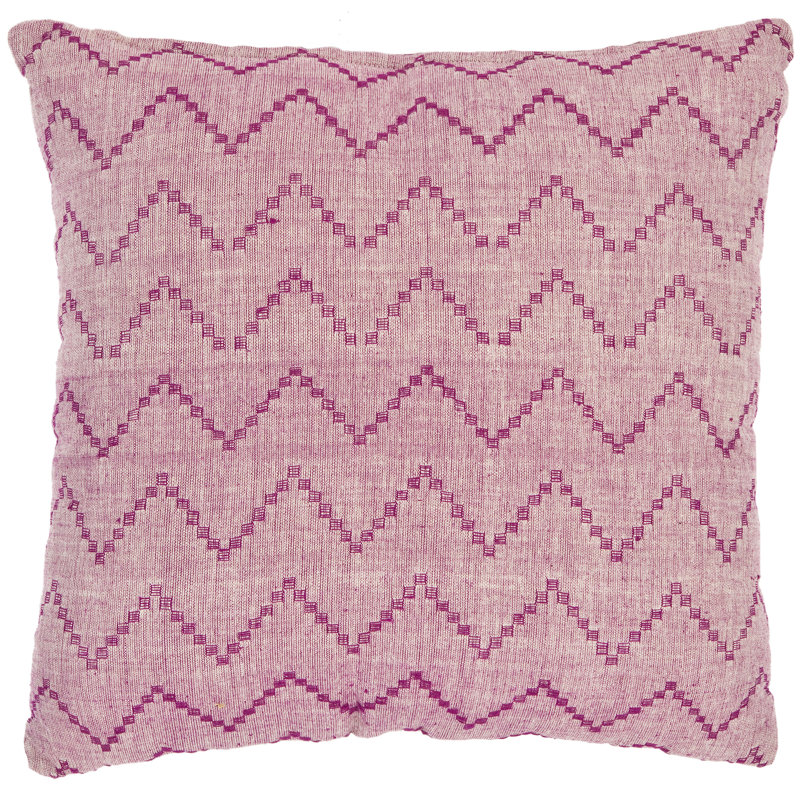 Rose Zig-Zag Embroidered Cotton 18" Square Throw Pillow Set