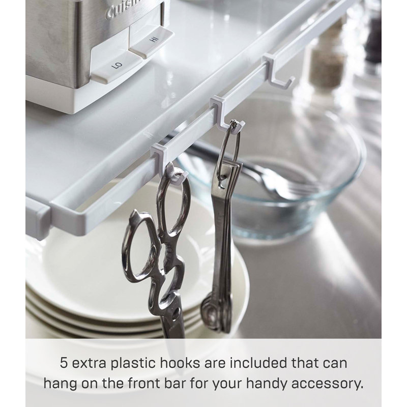 White Steel Expandable Kitchen Support Rack with Hooks