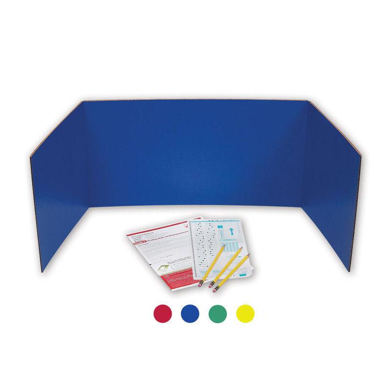 Assorted Color Foldable Tri-Fold Privacy Carrels, 12" x 48"