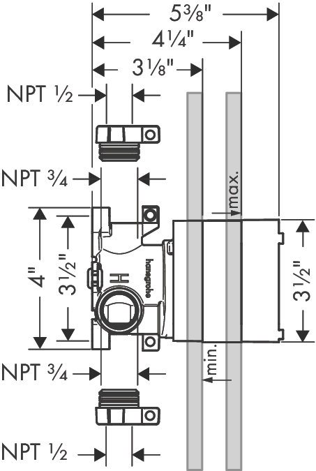 Axor Starck Brass Thermostatic Mixing Rough-In Valve