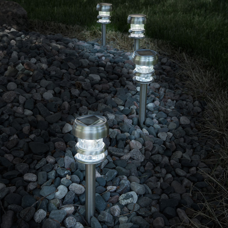 Stainless Steel Solar LED Pathway Light Pack with Dusk to Dawn