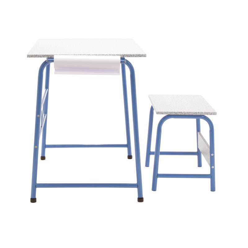 Splatter Blue and Gray Art and Craft Table Set with Bench and Paper Roll