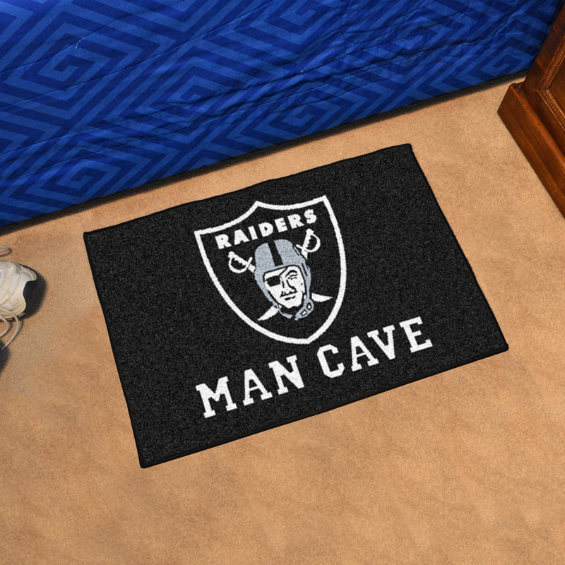 Oakland Raiders Black Rectangular Tufted Rug