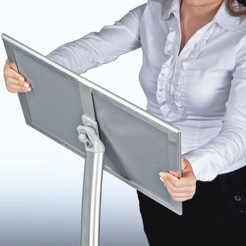 Silver Curved Metal 11" x 17" Floor Sign Holder