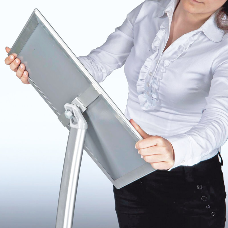 Silver Curved Metal 11" x 17" Floor Sign Holder