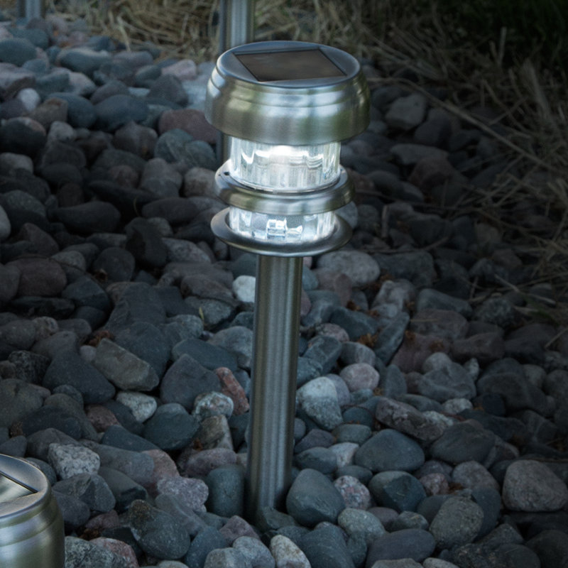 Stainless Steel Solar LED Pathway Light Pack with Dusk to Dawn