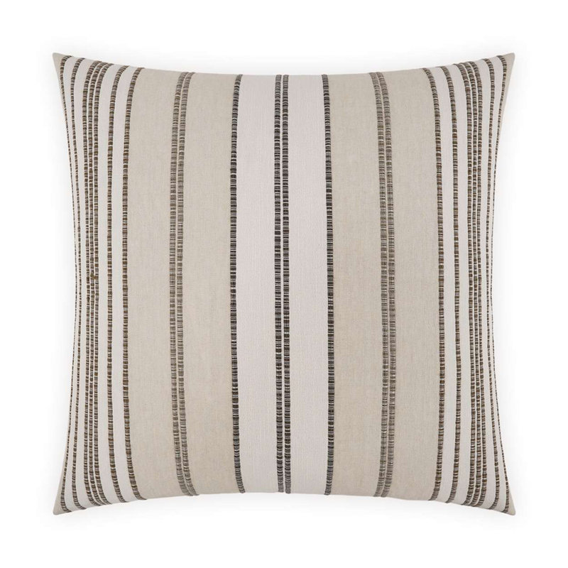 Bella Beige and Black Striped Square Throw Pillow