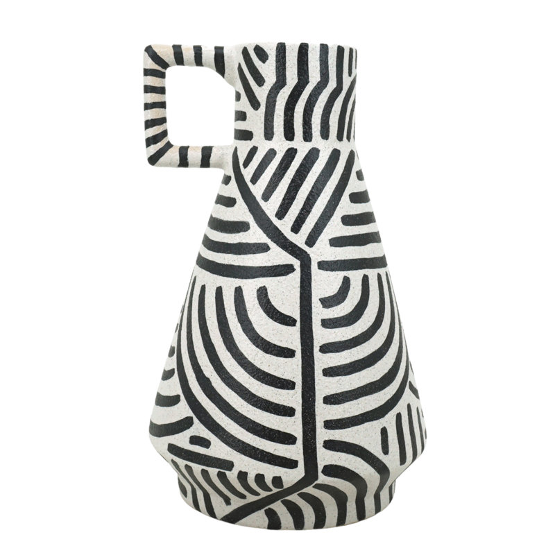 Handcrafted Black and White Ceramic Novelty Table Vase