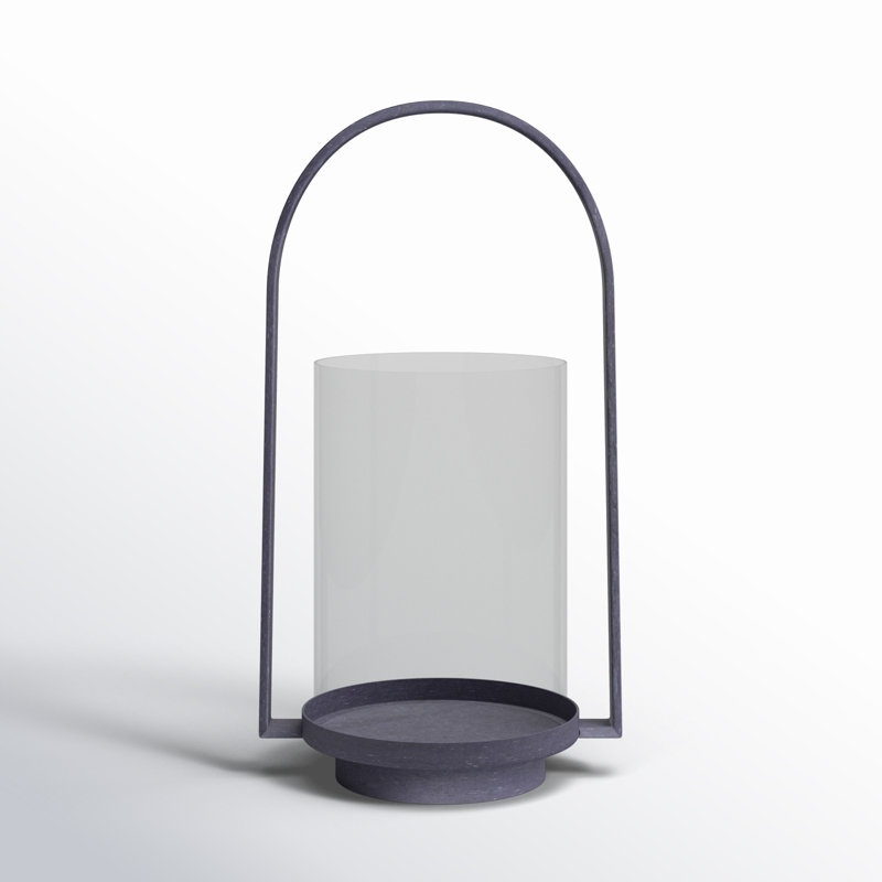Aged Zinc Finish Tabletop Hurricane Lantern