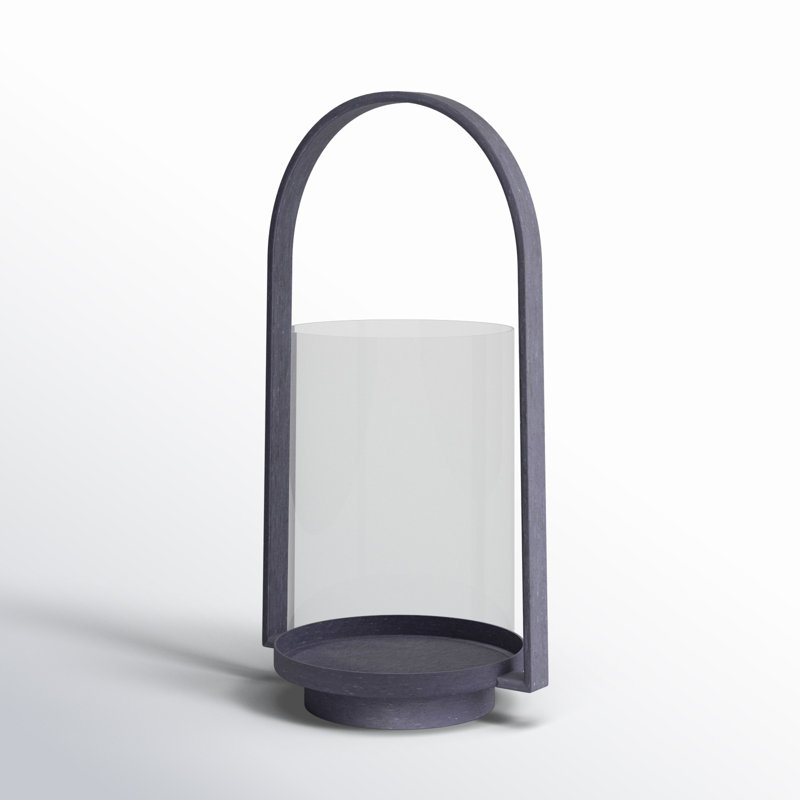 Aged Zinc Finish Tabletop Hurricane Lantern