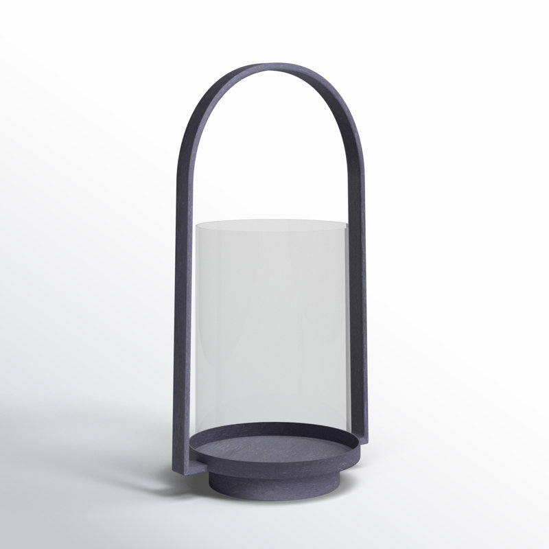Aged Zinc Finish Tabletop Hurricane Lantern