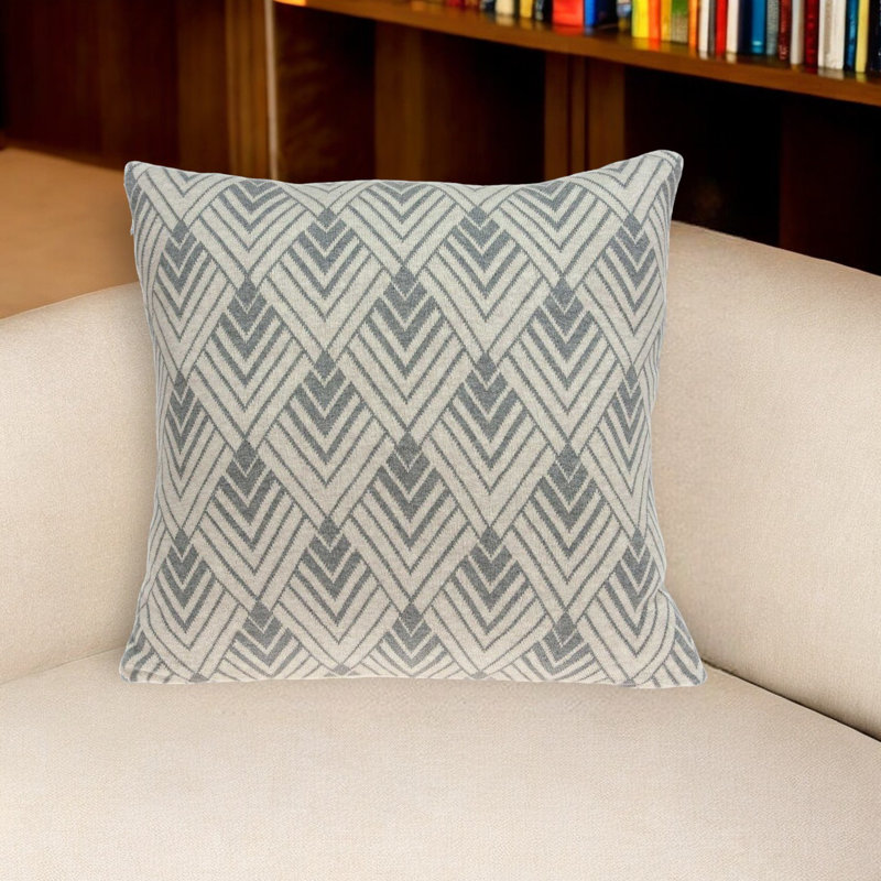 Tan and Gray Cotton Square Pillow Set with Poly Insert