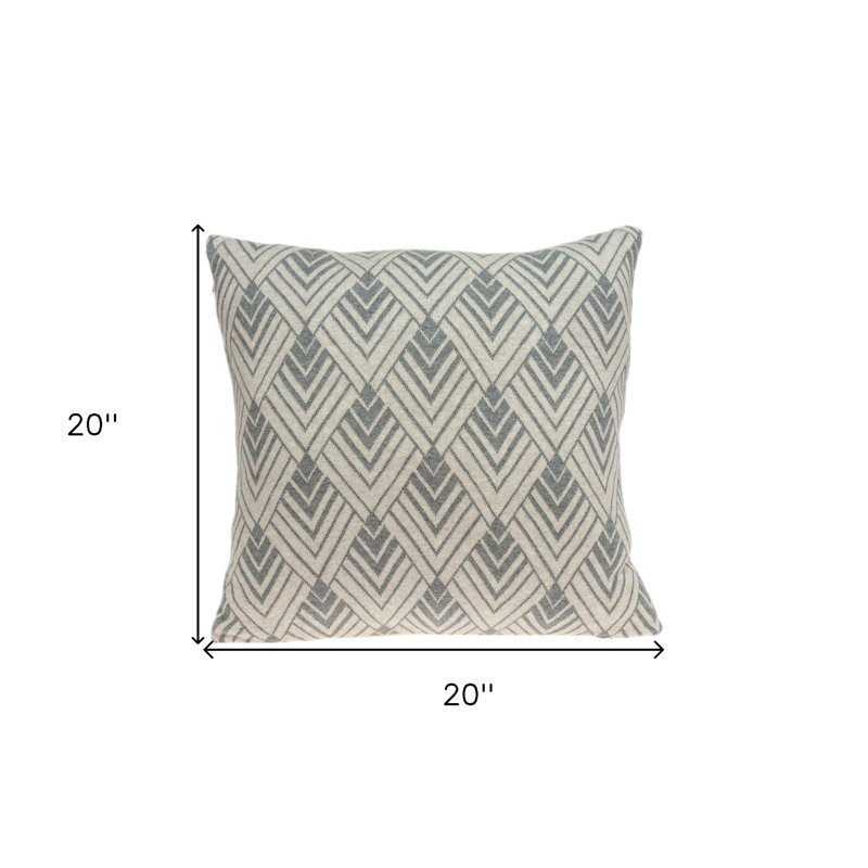Tan and Gray Cotton Square Pillow Set with Poly Insert