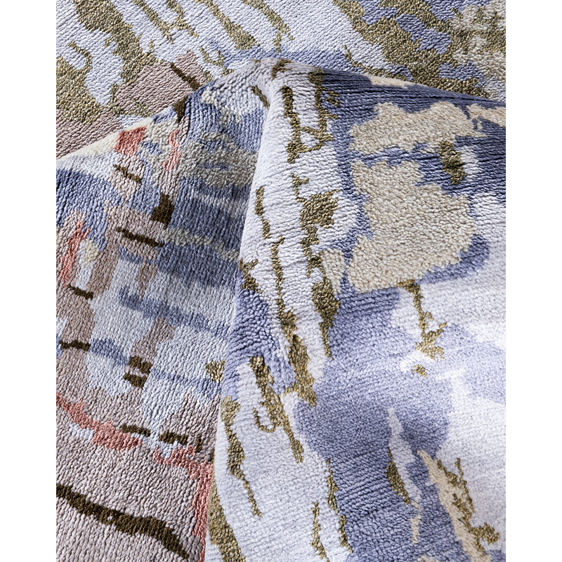 Handmade Rectangular Multicolor Wool and Silk Area Rug, 8' 3" x 10' 4"
