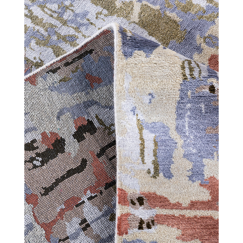 Handmade Rectangular Multicolor Wool and Silk Area Rug, 8' 3" x 10' 4"