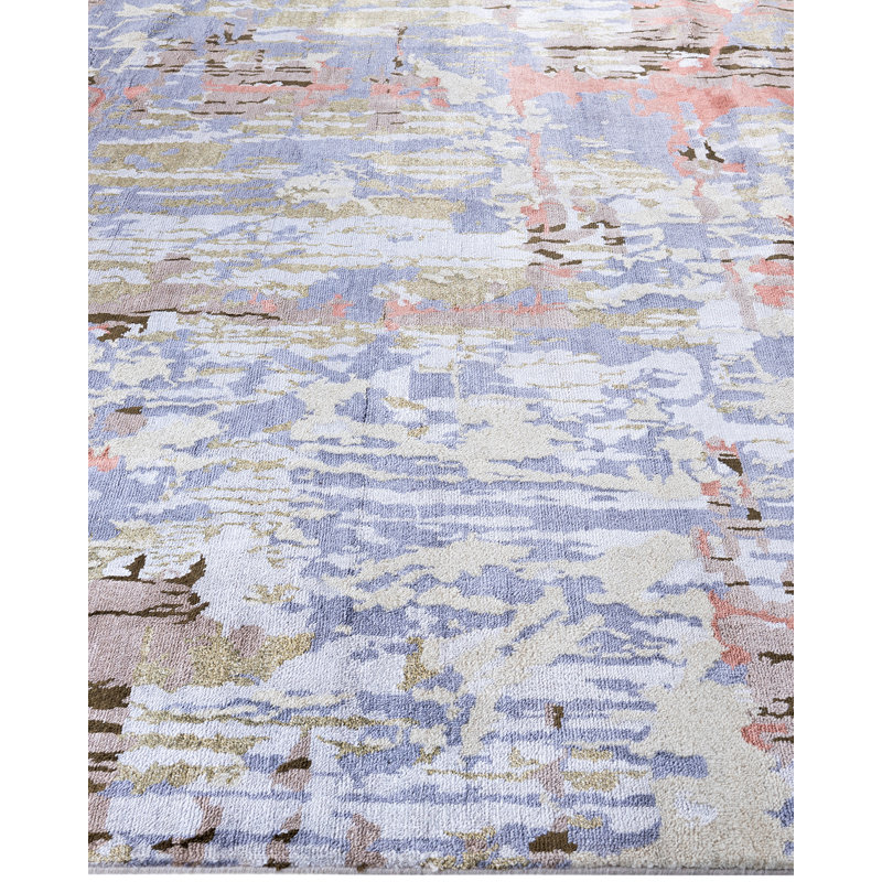 Handmade Rectangular Multicolor Wool and Silk Area Rug, 8' 3" x 10' 4"