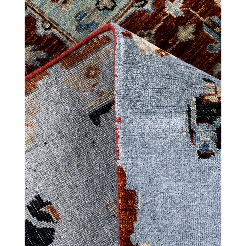 Hand-Knotted Red and Ivory Wool Silk Medallion Rug, 8' x 10'