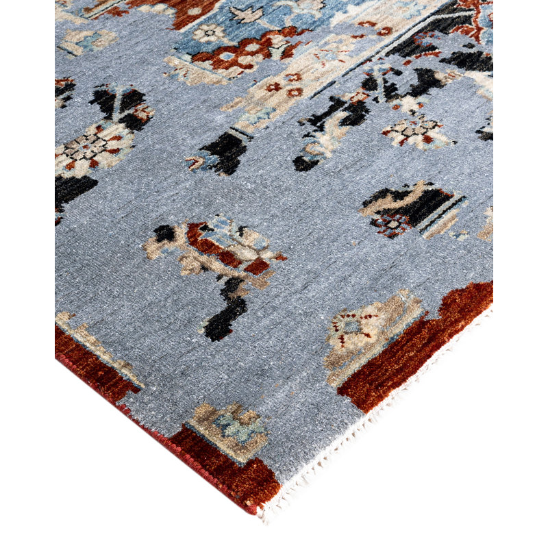 Hand-Knotted Red and Ivory Wool Silk Medallion Rug, 8' x 10'