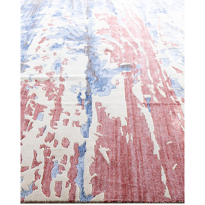 Ivory and Multicolor Hand-Knotted Wool and Silk Area Rug, 9' 1" x 12' 2"