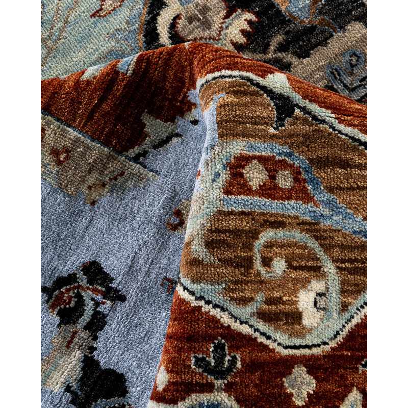 Hand-Knotted Red and Ivory Wool Silk Medallion Rug, 8' x 10'