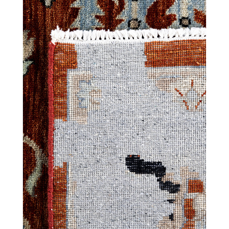 Hand-Knotted Red and Ivory Wool Silk Medallion Rug, 8' x 10'