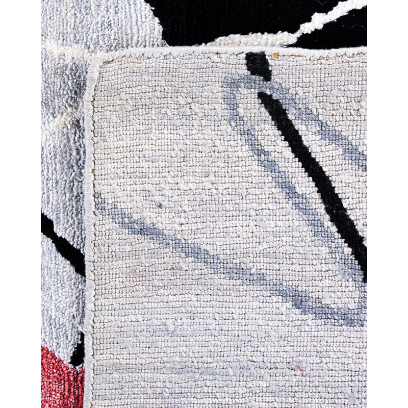 Gray and Multicolor Hand-Knotted Silk Rectangular Area Rug, 8' x 10'