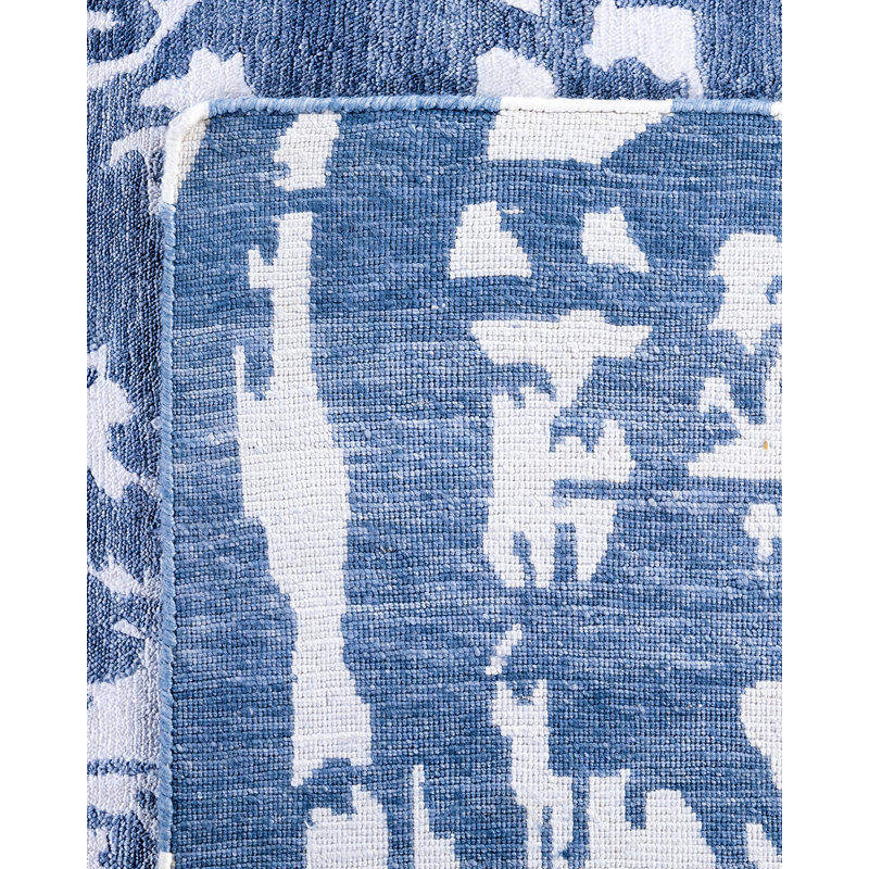 Modern One-of-a-Kind Hand-Knotted Area Rug - Blue, 9' 2" x 12' 0"