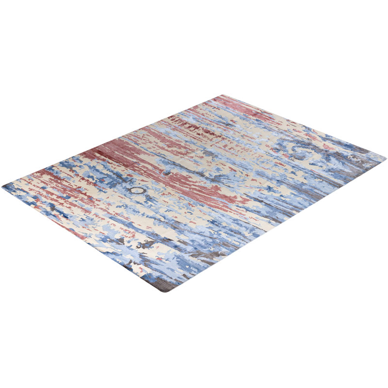 Ivory and Multicolor Hand-Knotted Wool and Silk Area Rug, 9' 1" x 12' 2"