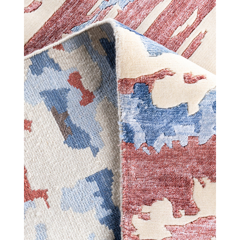 Ivory and Multicolor Hand-Knotted Wool and Silk Area Rug, 9' 1" x 12' 2"