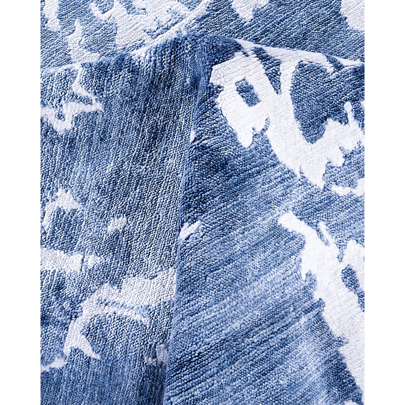 Modern One-of-a-Kind Hand-Knotted Area Rug - Blue, 9' 2" x 12' 0"