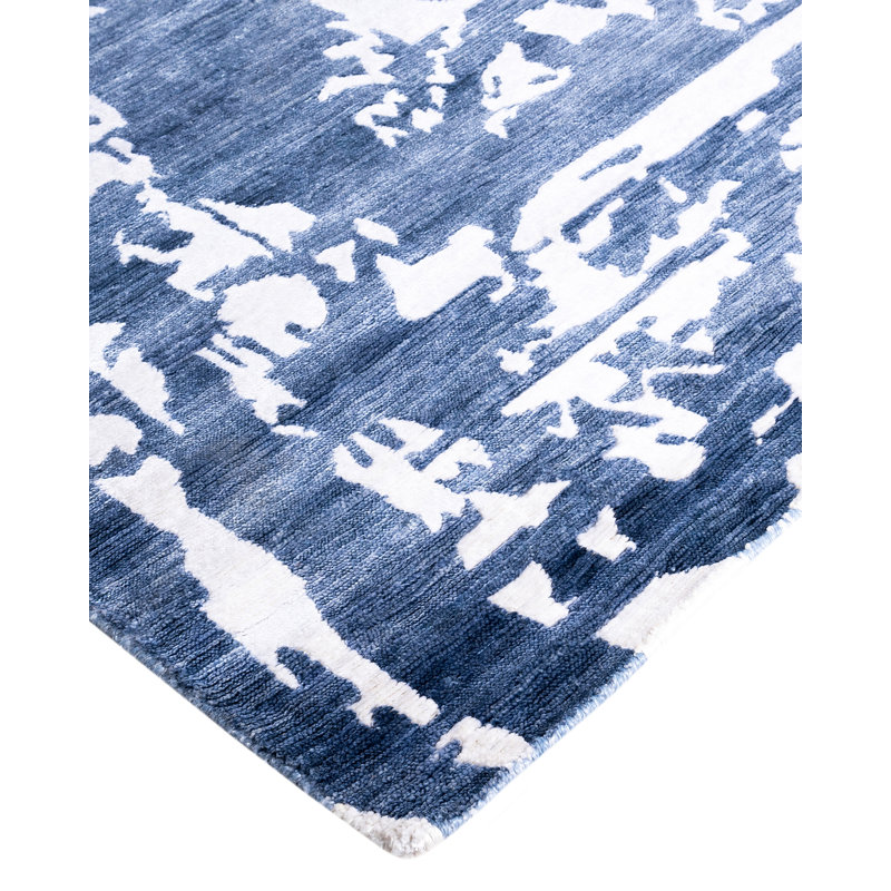 Modern One-of-a-Kind Hand-Knotted Area Rug - Blue, 9' 2" x 12' 0"