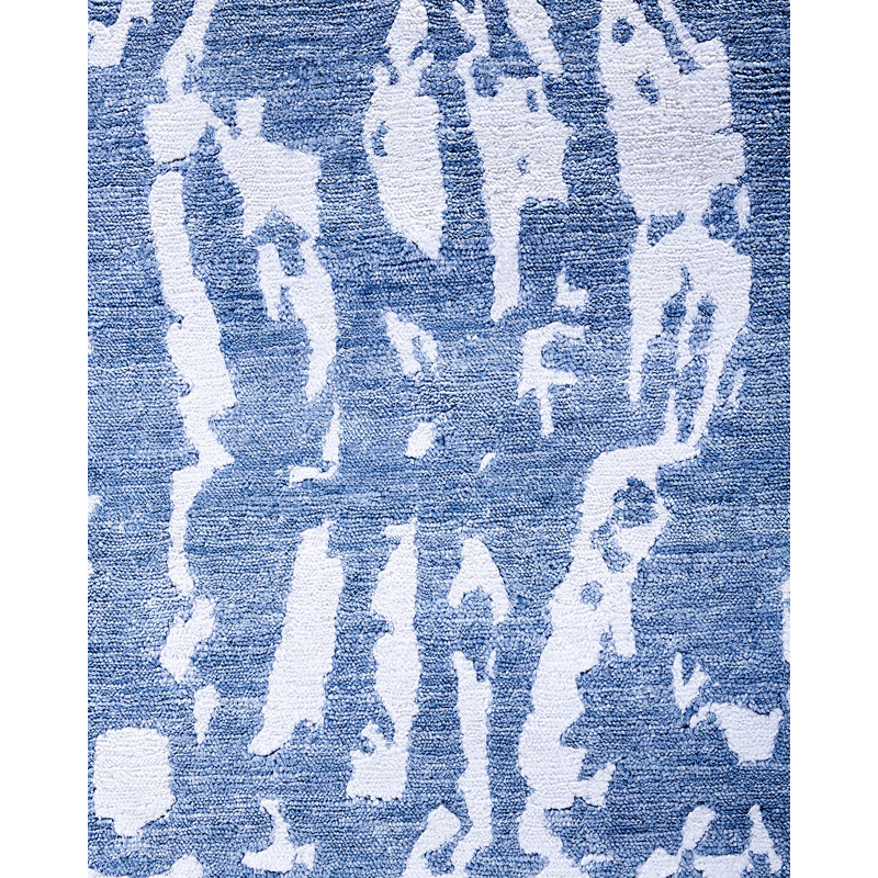 Modern One-of-a-Kind Hand-Knotted Area Rug - Blue, 9' 2" x 12' 0"