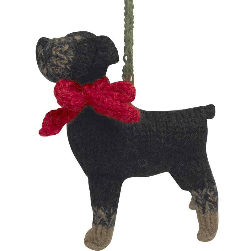 Hand-Knit Black and Brown Alpaca Wool Rottweiler Ornament