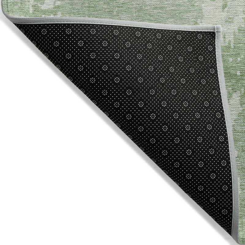Mint Green Abstract Washable Synthetic Rug 20" x 30"