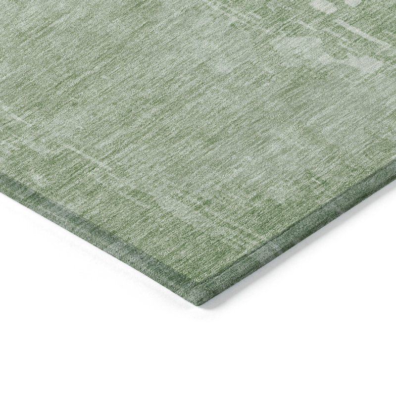 Mint Green Abstract Washable Synthetic Rug 20" x 30"