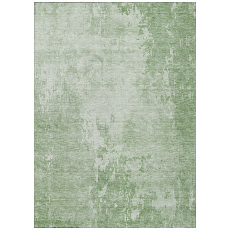 Mint Green Abstract Washable Synthetic Rug 20" x 30"