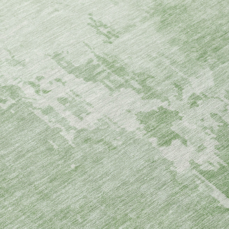 Mint Green Abstract Washable Synthetic Rug 20" x 30"