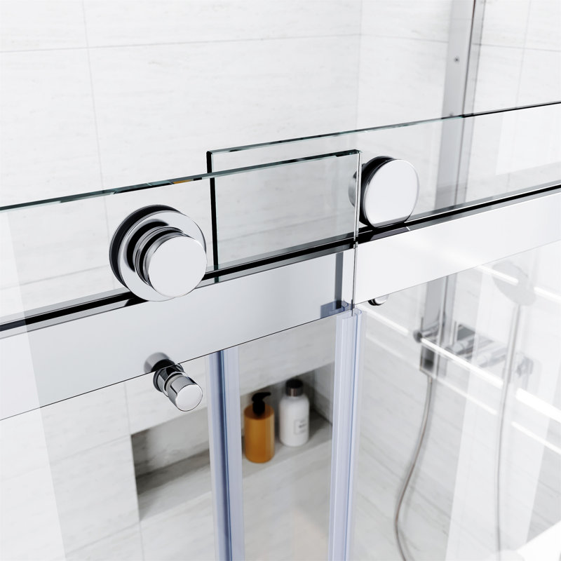 Chrome Frameless Sliding Shower Door with Clear Tempered Glass