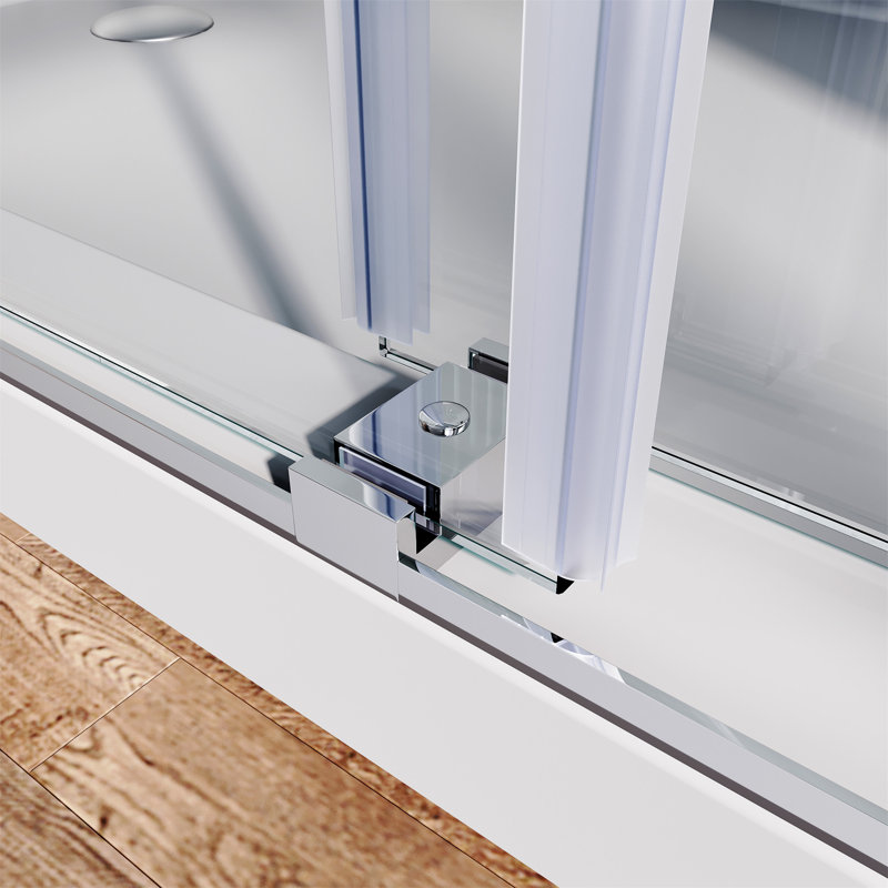 Chrome Frameless Sliding Shower Door with Clear Tempered Glass