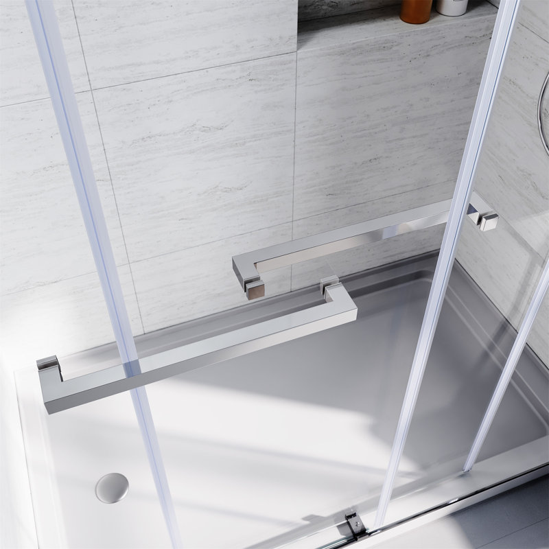 Chrome Frameless Sliding Shower Door with Clear Tempered Glass