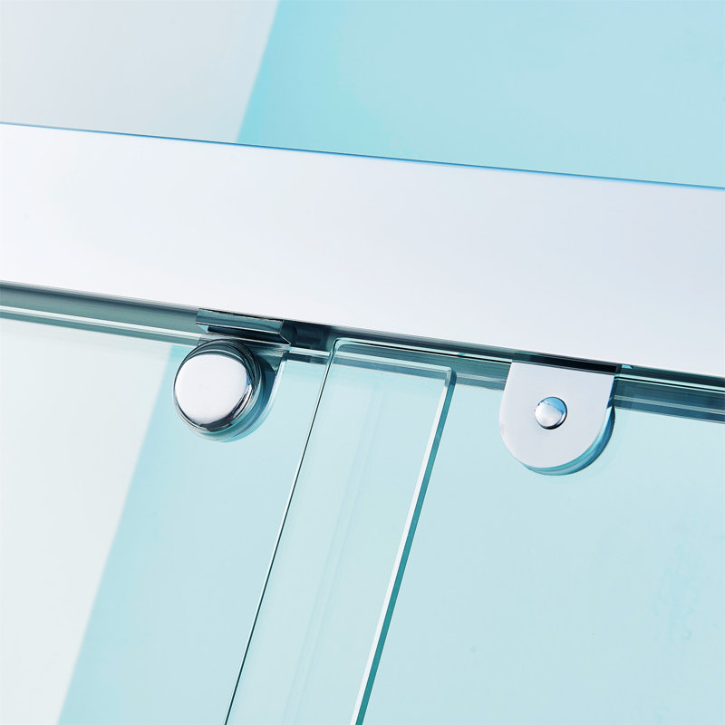 60" Chrome Frameless Double Sliding Shower Door with Clear Glass